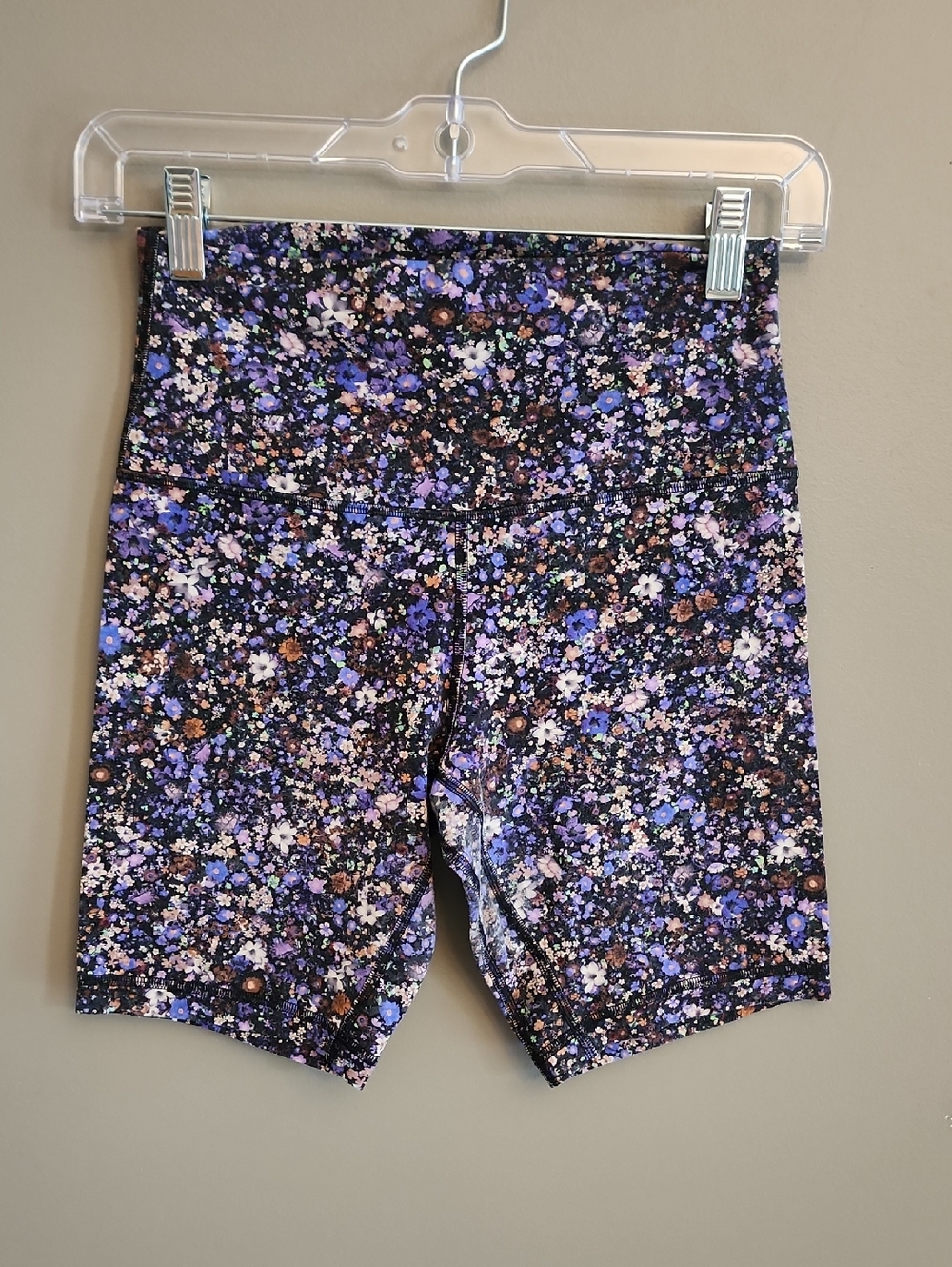 Lululemon Floral High-Waist Women’s Bike Shorts - Purple Multi